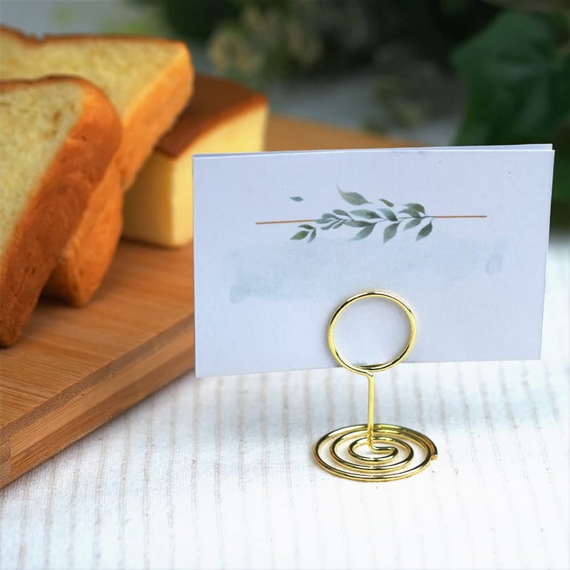 Jofefe 20pcs Mini Place Card Holders, Cute Table Number Holders, Small Size Table Card Holder Tables Number Stands, Wire Photo Picture Menu Clips for Wedding centerpieces, Anniversary Party (Gold) - Image 2